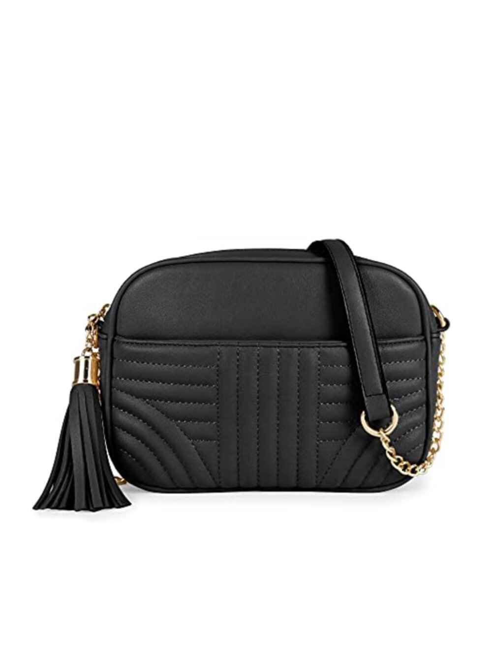 Quilted Crossbody Bag Camera Bag Tassel Vegan Leather Medium Shoulder Purse